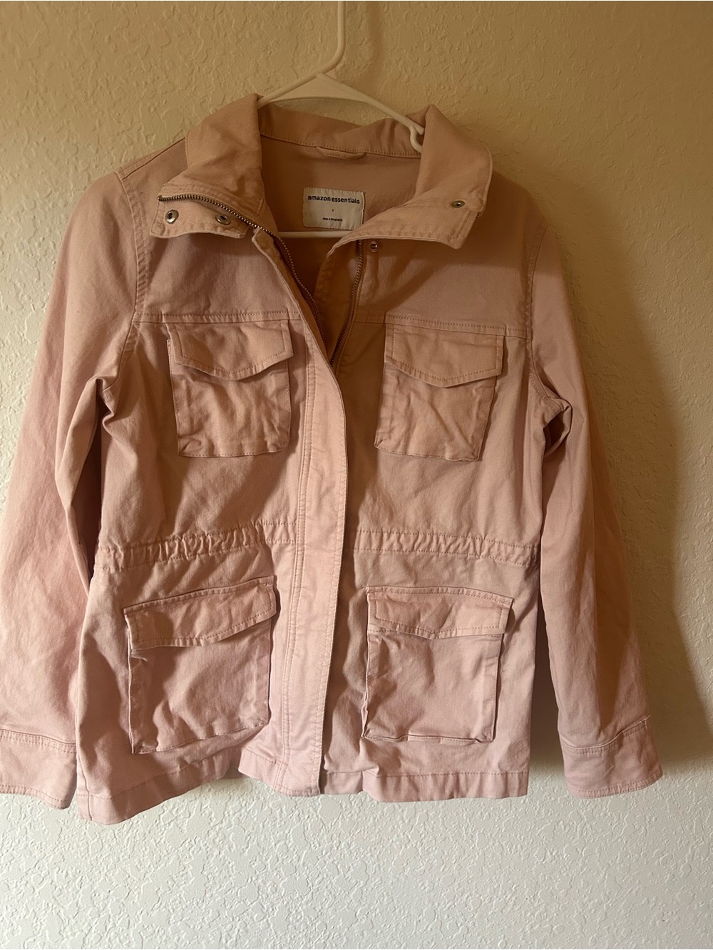 Amazon Essentials Blush Pink Utility Jacket with Flap Pockets